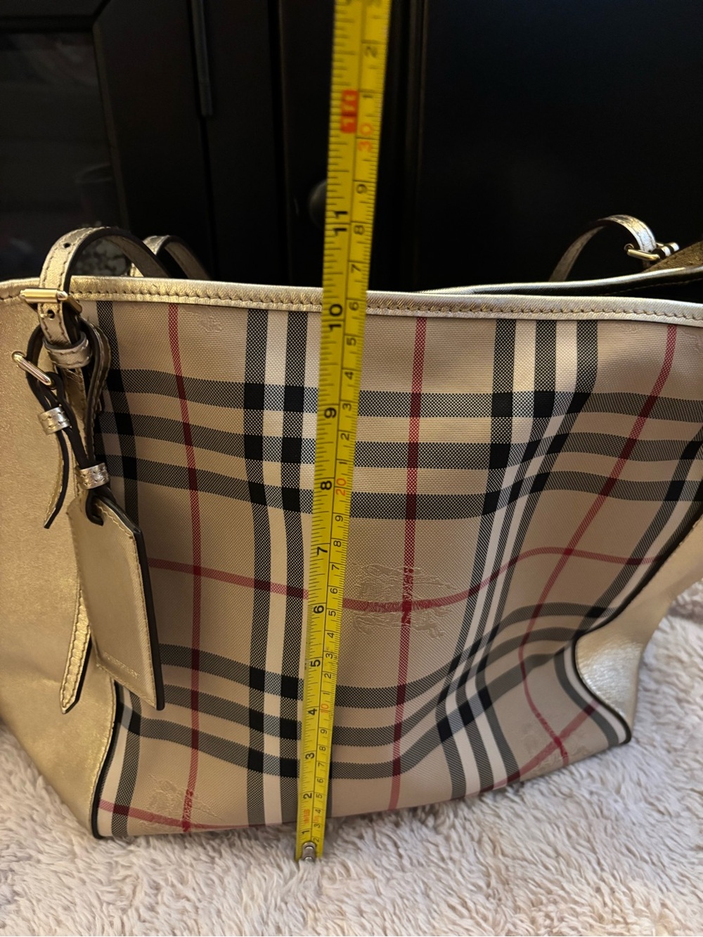 ✨RARE VINTAGE BURBERRY✨ Small Canter in Horseferry Check Beige Gold - Picture 13 of 16